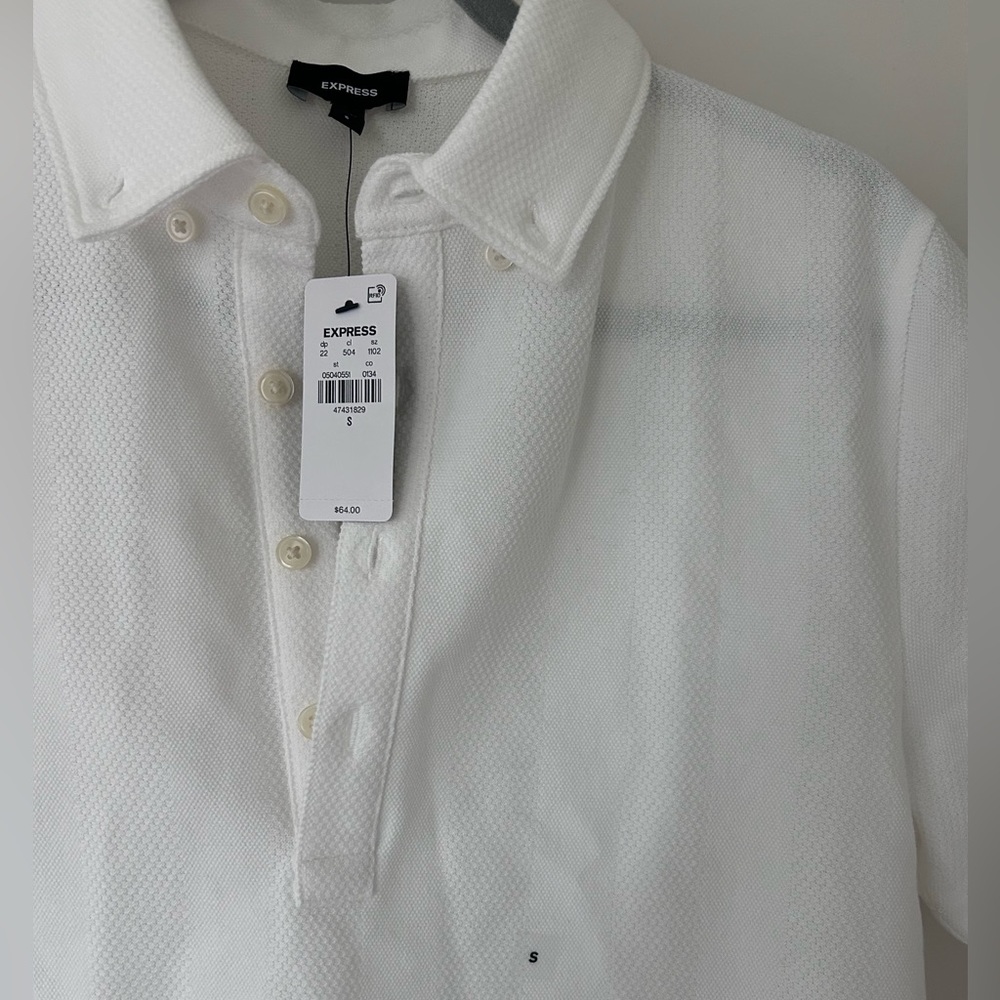 Express Men’s Striped Jacquard Cotton-Blend Polo (NWT)